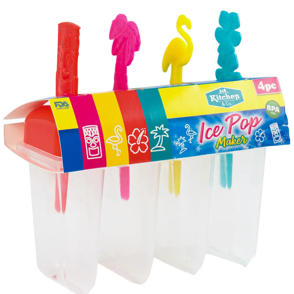 1 Pack Ice Pop Maker 4 Popsicle Molds DIY Icecream Freezer Treat Frozen Yogurt