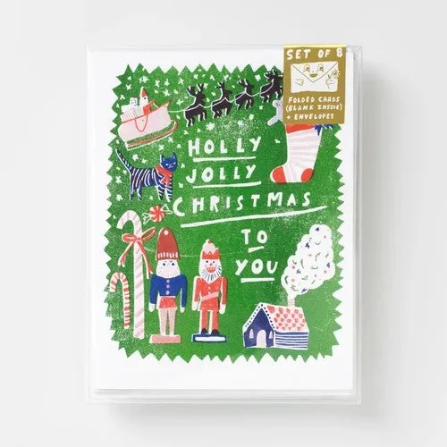 Holly Jolly Xmas Risograph Card (Set of 8)