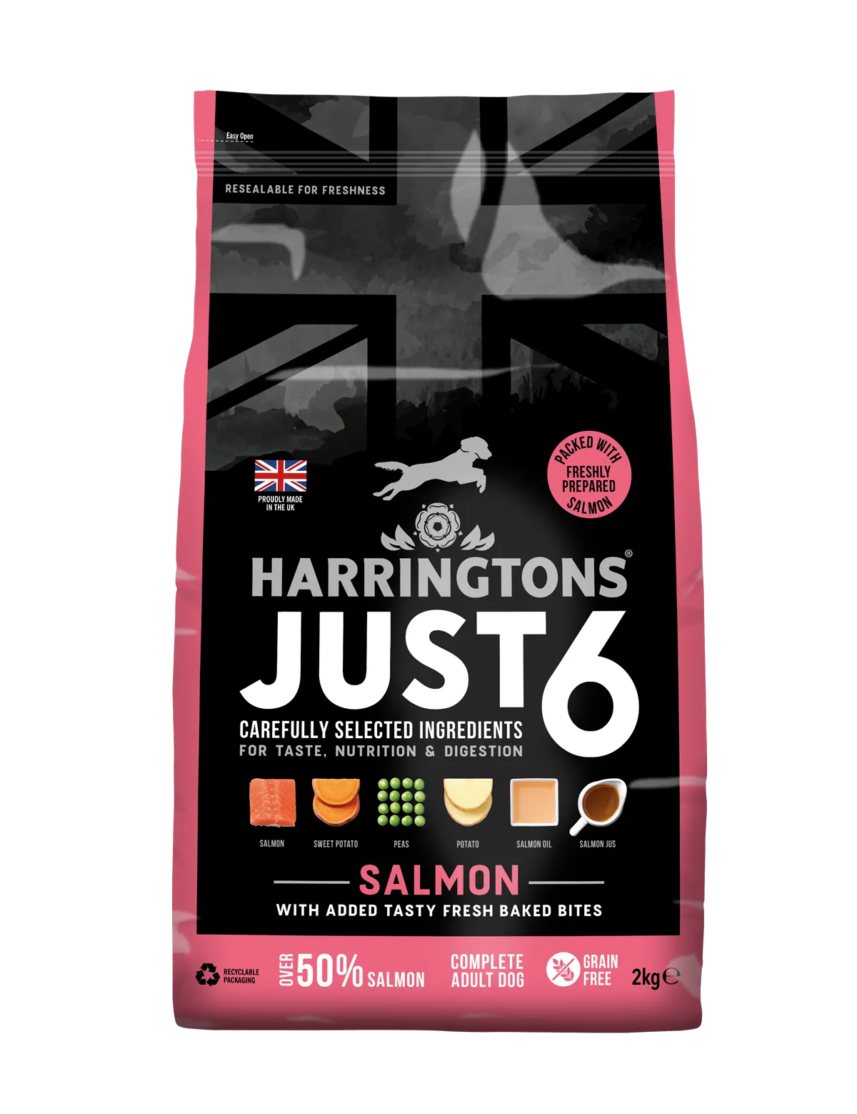Just 6 Salmon & Vegetables Dry Dog Food 2kg