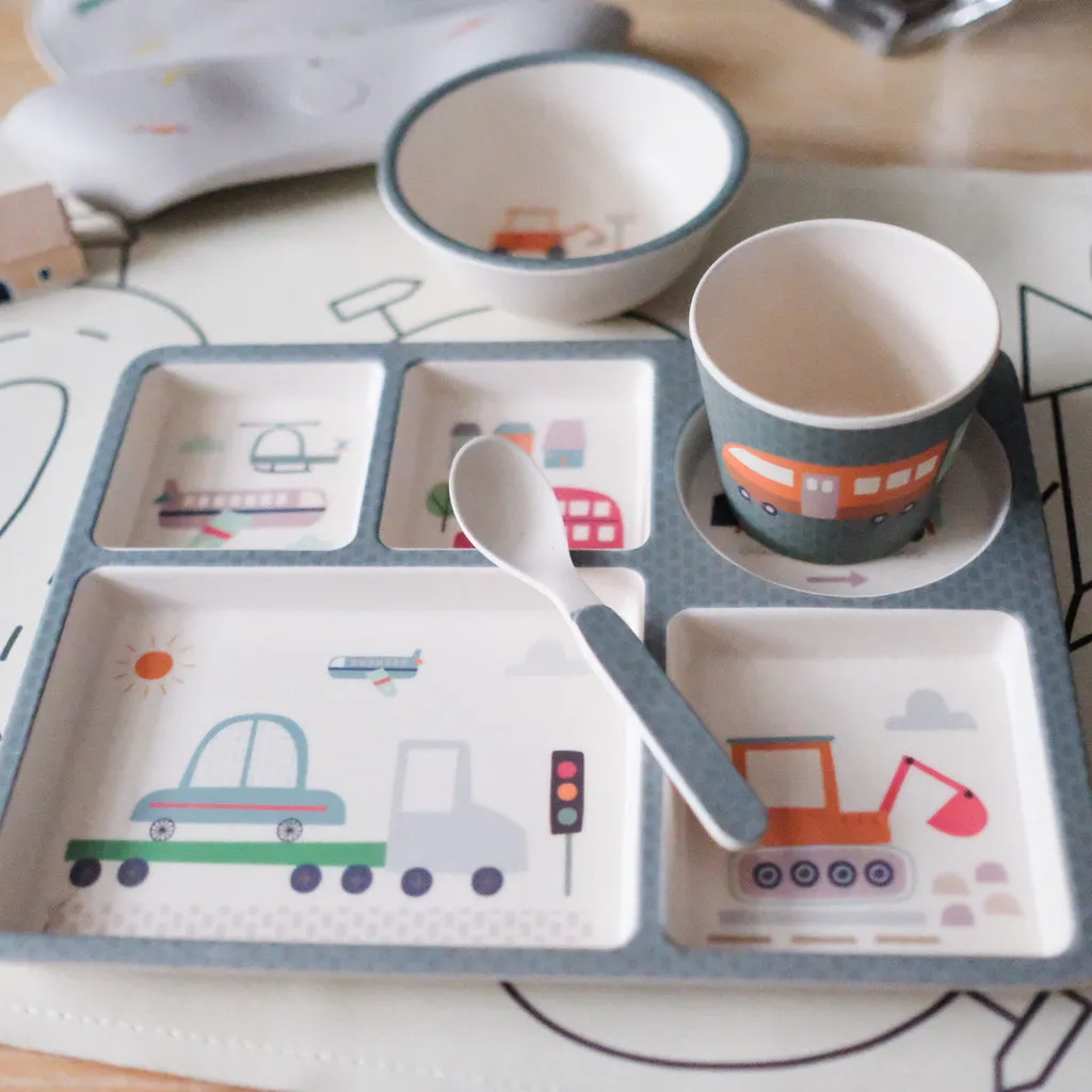 Love Mae Divided Plate Set - Trucks & Diggers