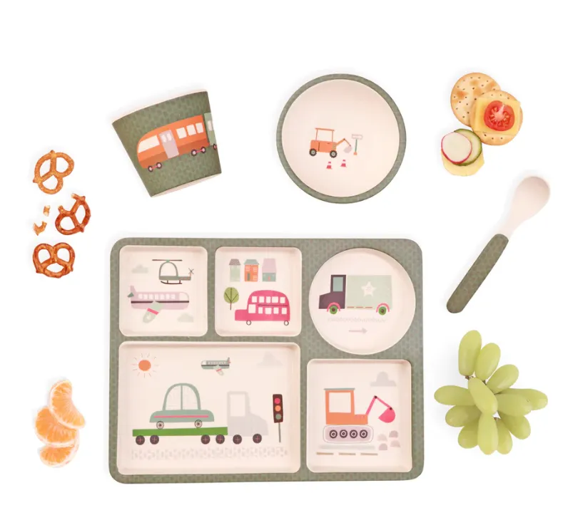 Love Mae Divided Plate Set - Trucks & Diggers