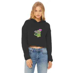 Munchies the Crocodile Ladies Cropped Raw Edge Hoodie