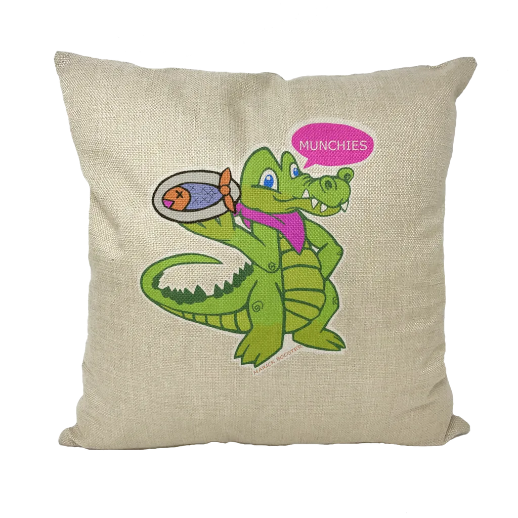 Munchies the Crocodile Throw Pillows