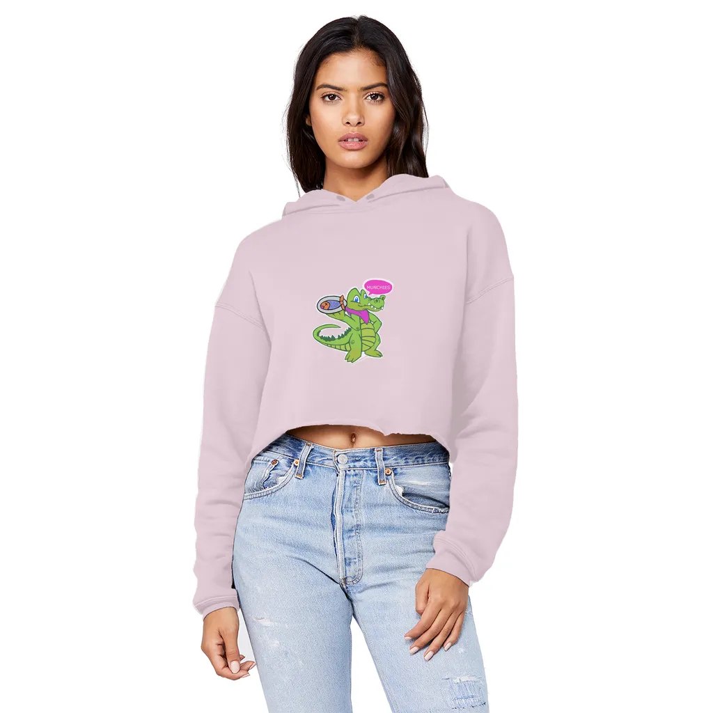 Munchies the Crocodile Unisex Cropped Raw Edge Boyfriend Hoodie