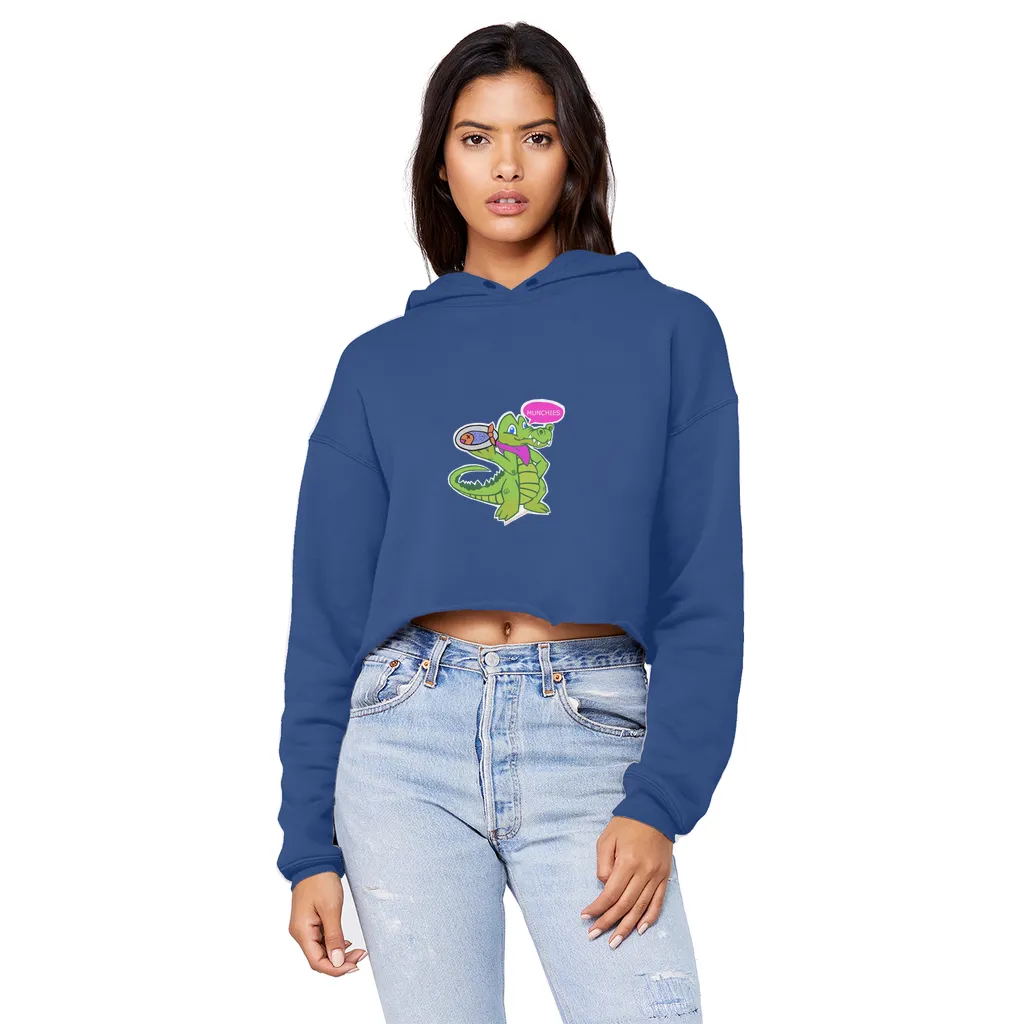 Munchies the Crocodile Unisex Cropped Raw Edge Boyfriend Hoodie