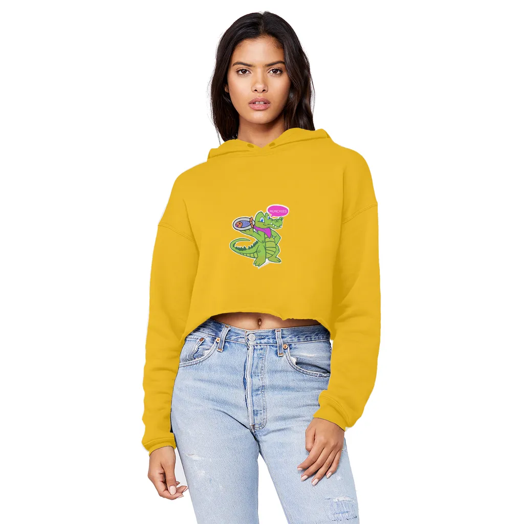 Munchies the Crocodile Unisex Cropped Raw Edge Boyfriend Hoodie