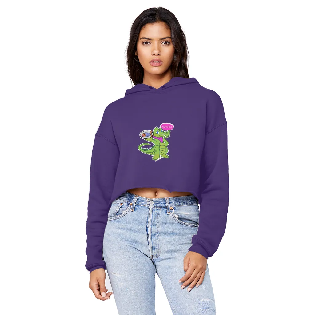 Munchies the Crocodile Unisex Cropped Raw Edge Boyfriend Hoodie