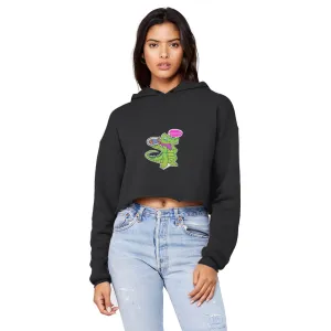 Munchies the Crocodile Unisex Cropped Raw Edge Boyfriend Hoodie