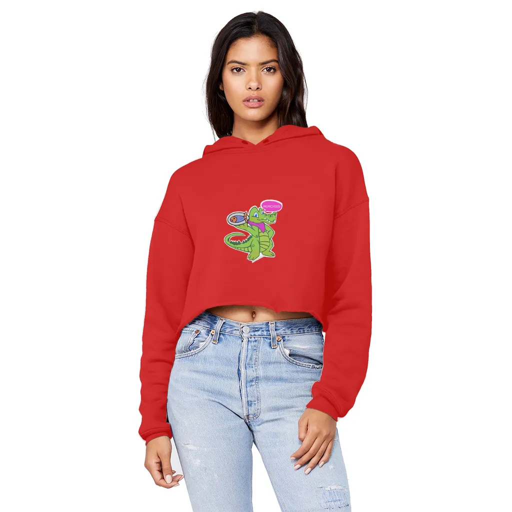 Munchies the Crocodile Unisex Cropped Raw Edge Boyfriend Hoodie