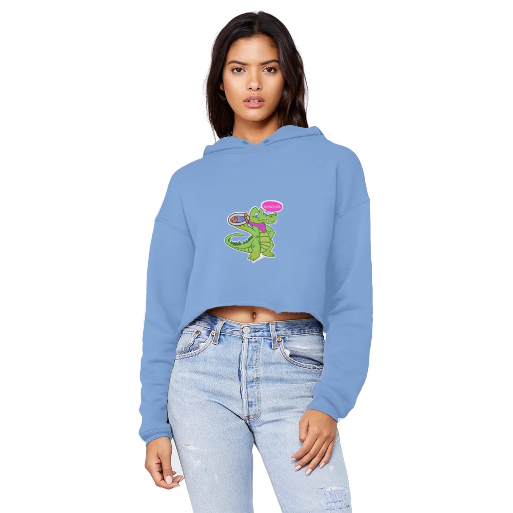 Munchies the Crocodile Unisex Cropped Raw Edge Boyfriend Hoodie