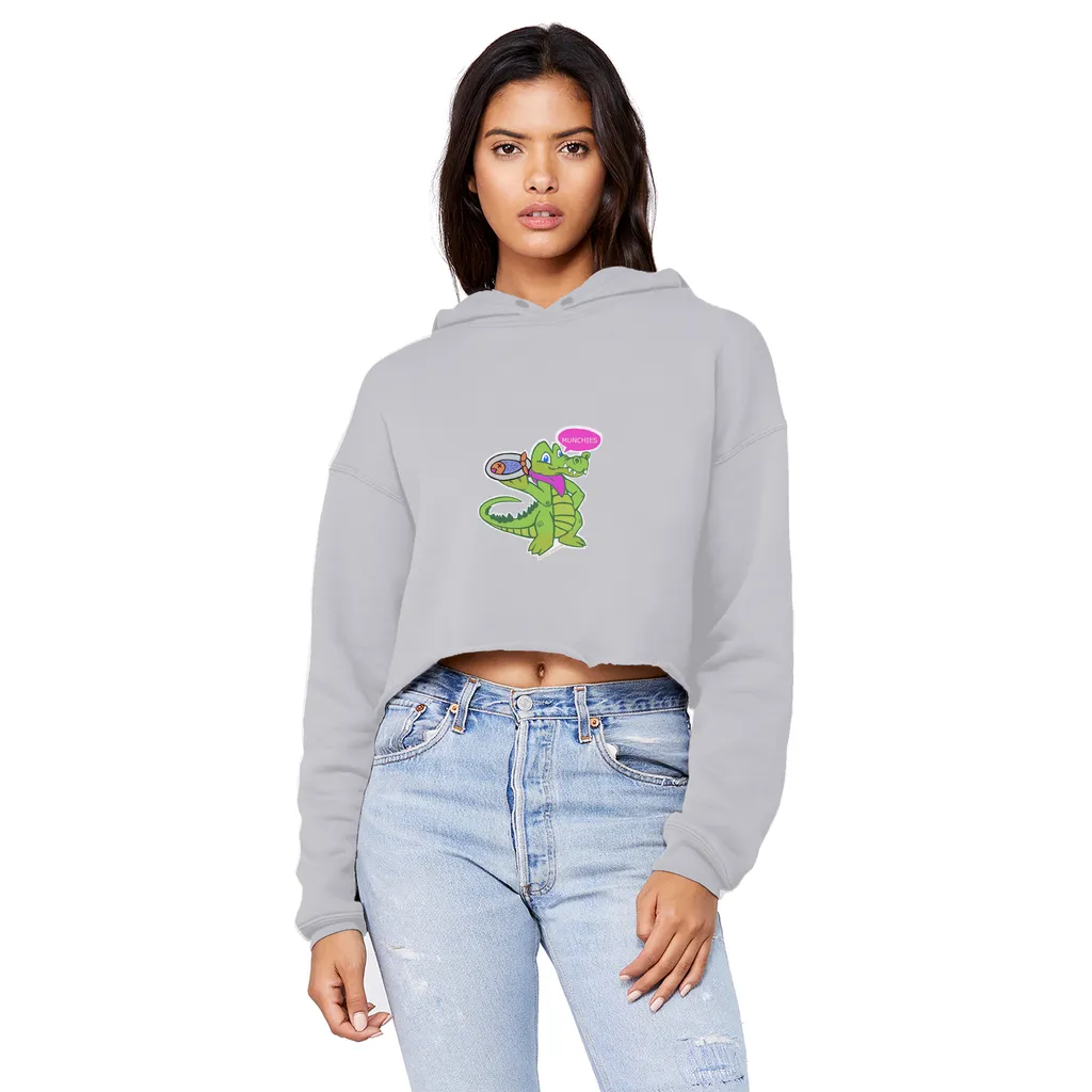Munchies the Crocodile Unisex Cropped Raw Edge Boyfriend Hoodie