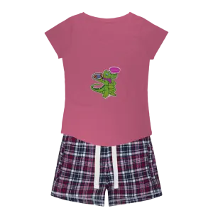 Munchies the Crocodile Women's Sleepy Tee and Flannel Short